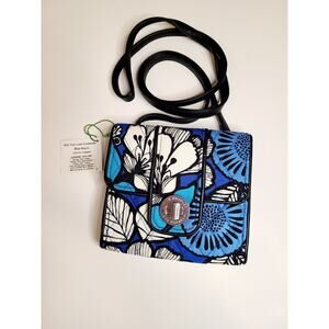 VERA BRADLEY Blue BAYOU Mini TURN‎ LOCK Crossbody PURSE Bag HIPSTER Wallet